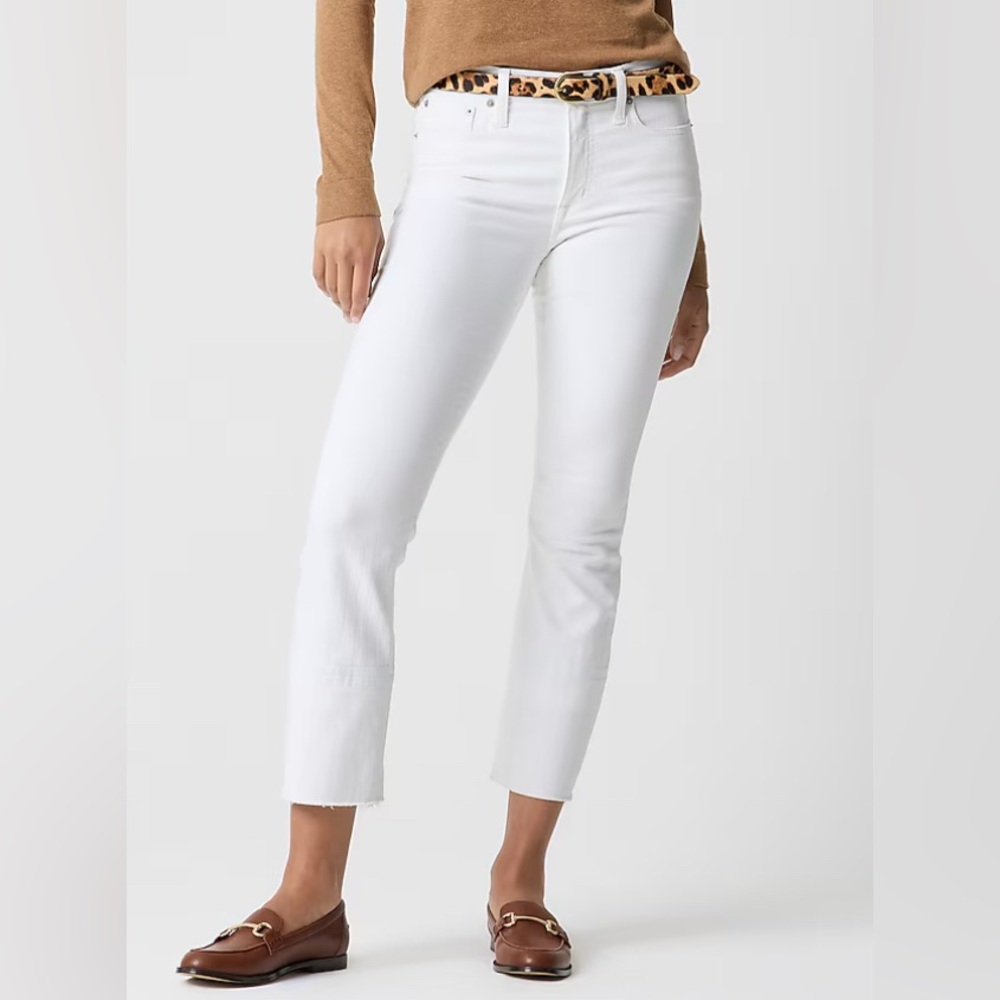 J. Crew Flare Crop Mid-Rise Signature Stretch White Ankle Jeans for Women Sz:32T